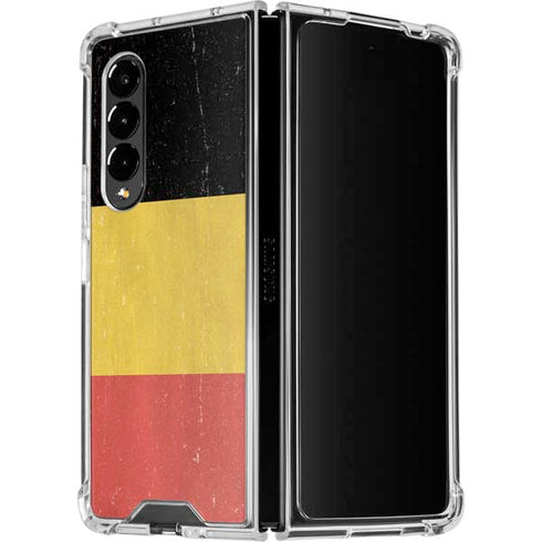 Belgium Flag Distressed Galaxy Z Fold4 5G Clear Case